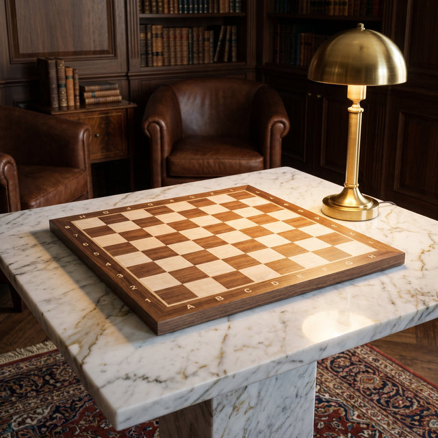 No.4 Chess Board with Coordinates – Walnut & Sycamore 40 cm
