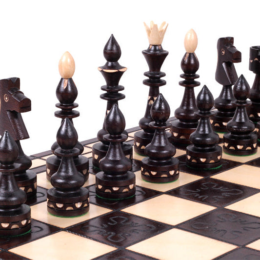 Indian Wooden Chess Set – Hand-Carved Pieces, Folding Board – view 5