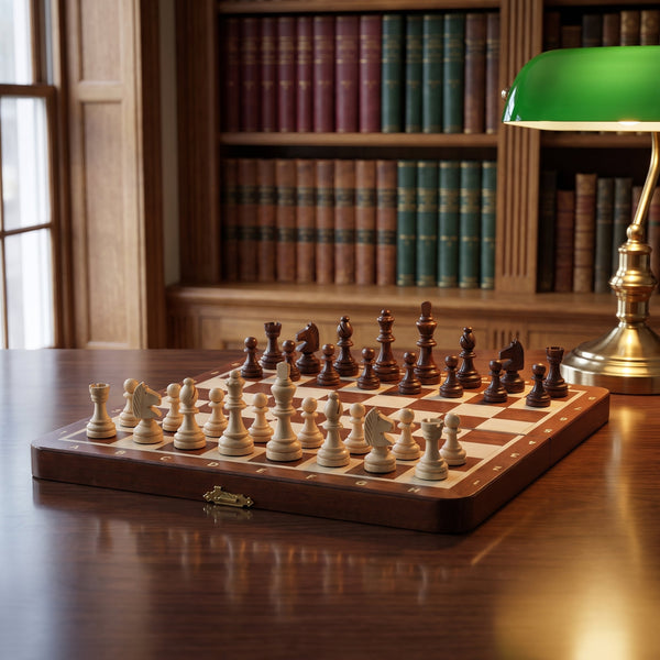 Magnetic Inlaid Wooden Chess Set – 55 mm King, Folding