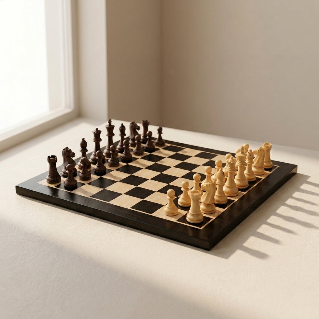 Folding No.5 Tournament Chess Board – Ebonised Maple 48 cm – view 4