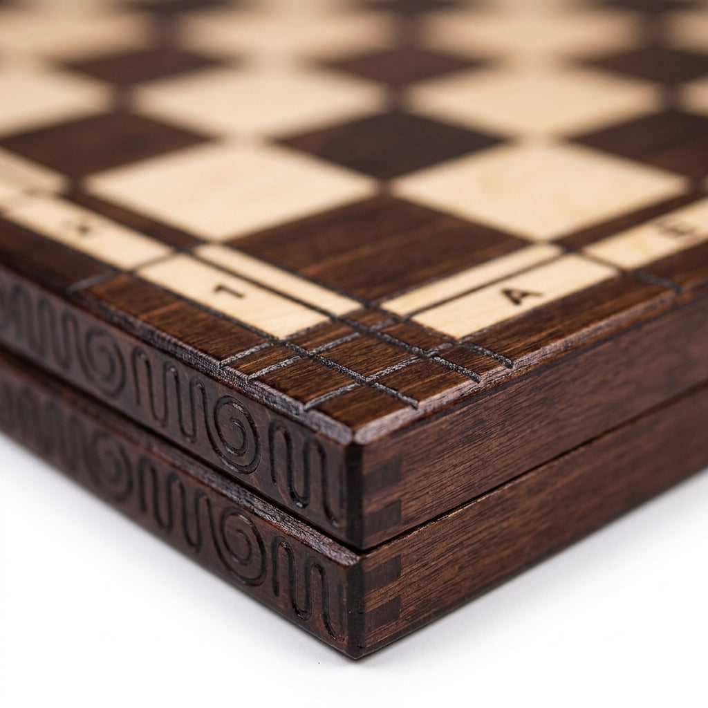 Indian Wooden Chess Set – Hand-Carved Pieces, Folding Board – view 2