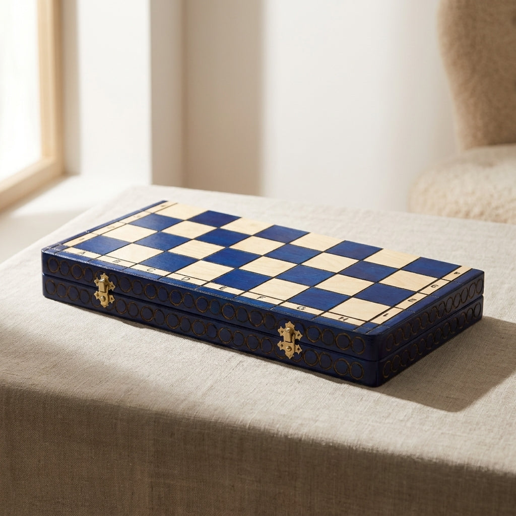 King's Large Wooden Chess Set – Hornbeam Pieces & Storage – view 2