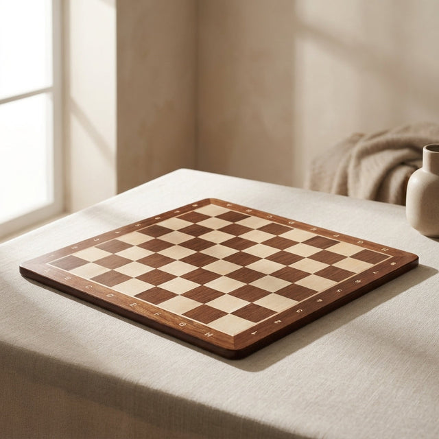 No.5 Tournament Chess Board – Padauk & Maple Inlay, 48 cm