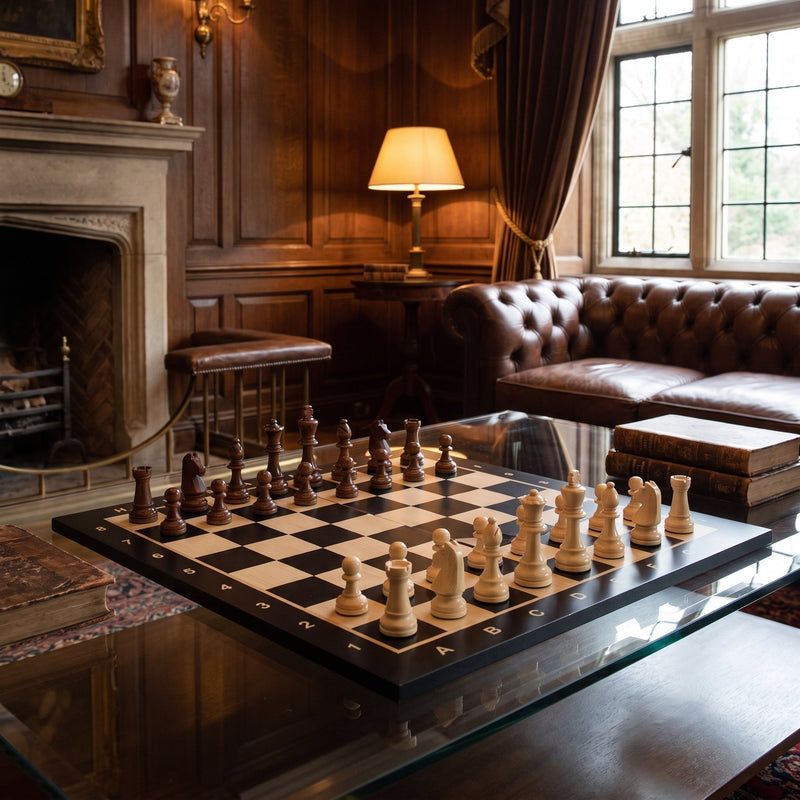 No.4 Tournament Chess Board with Coordinates – Ebonised