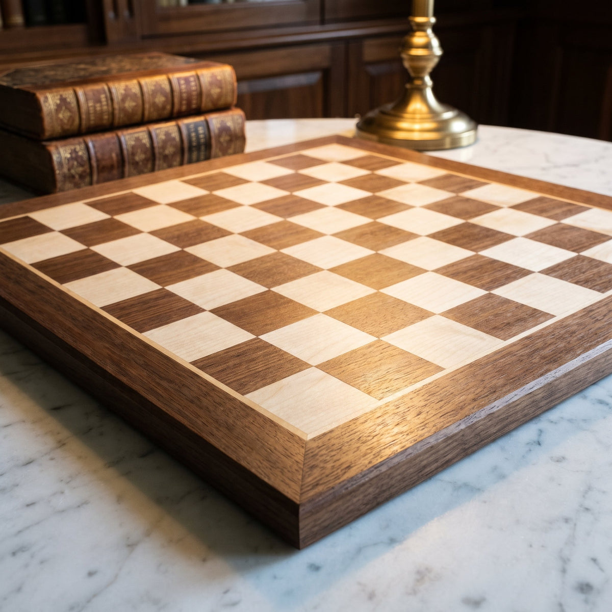 No.4 Chess Board – Walnut & Maple Inlay, 40 cm Tournament – view 2