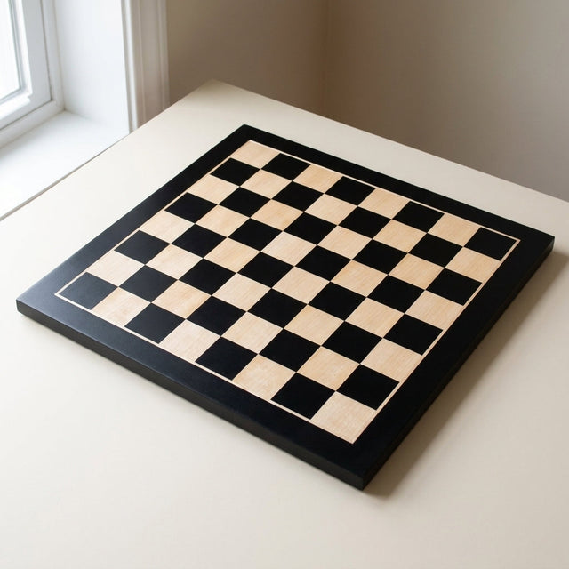 Folding No.5 Tournament Chess Board – Ebonised Maple 48 cm