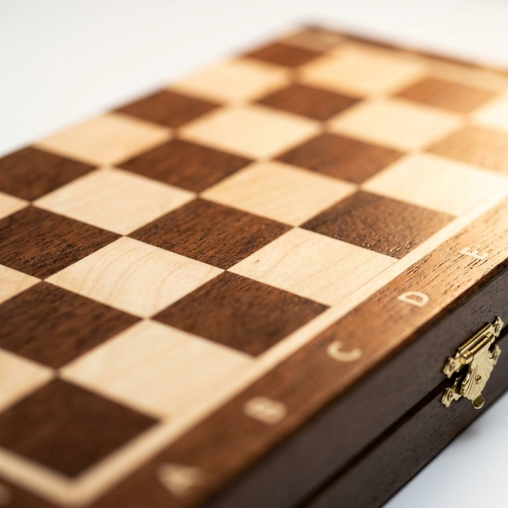 Inlaid Chess Board with Storage Case – Mahogany & Maple – view 5