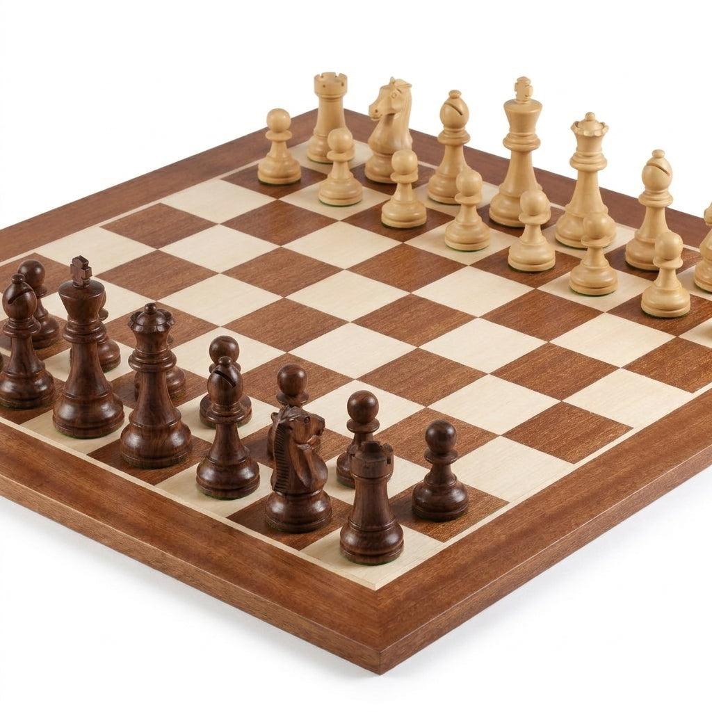No.4 Wooden Chess Board – Mahogany & Sycamore Inlay, 41 cm – view 5