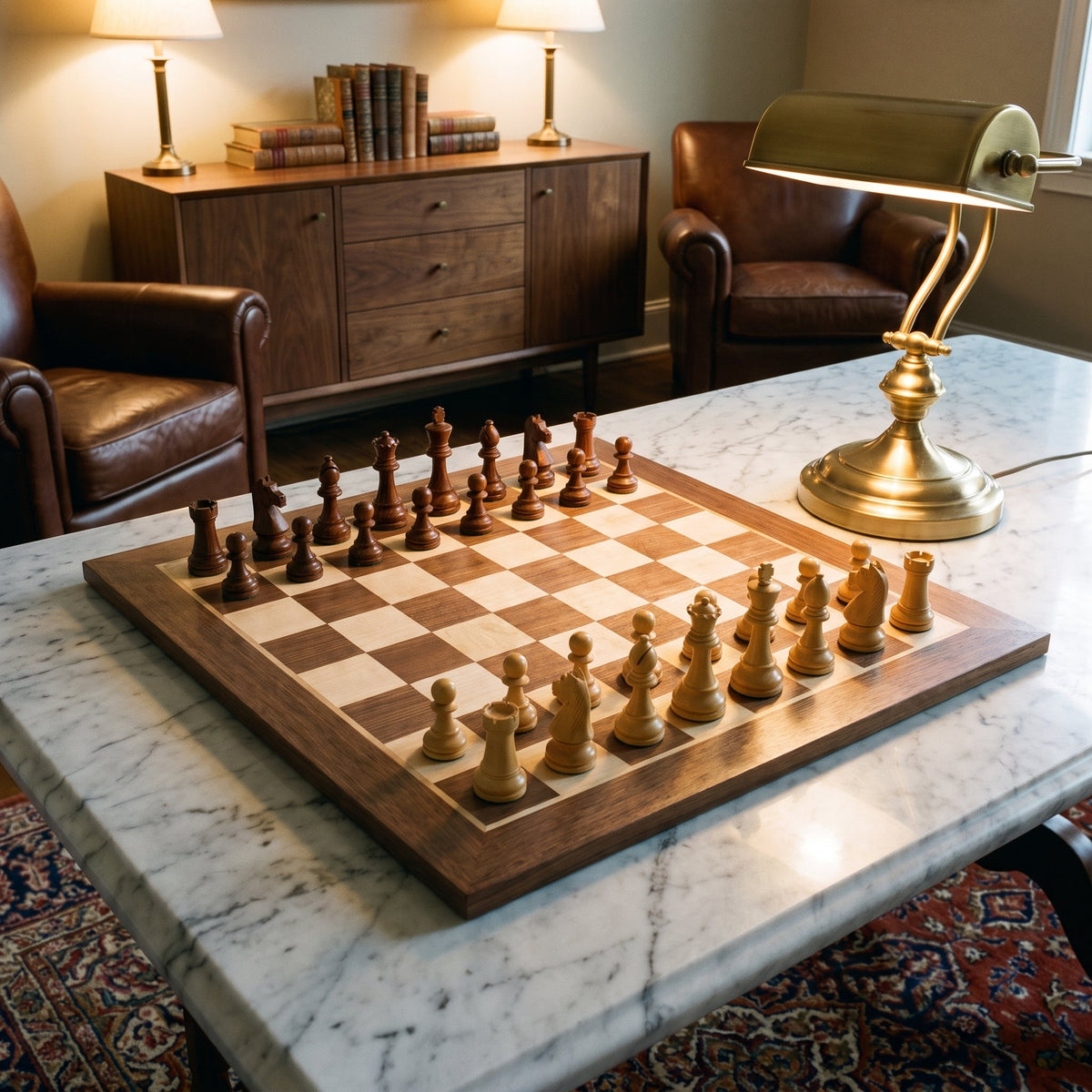 No.4 Chess Board – Walnut & Maple Inlay, 40 cm Tournament – view 3