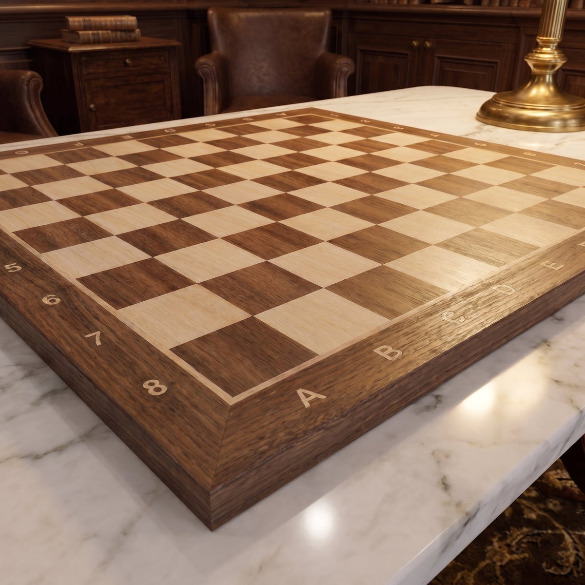 No.4 Chess Board with Coordinates – Walnut & Sycamore 40 cm – view 3