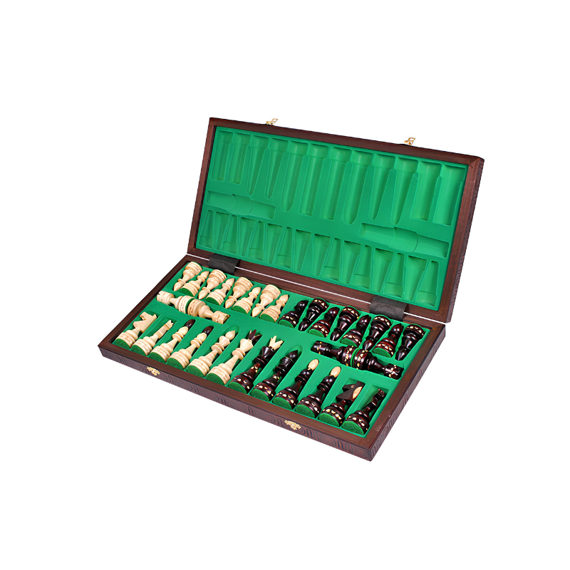 Indian Wooden Chess Set – Hand-Carved Pieces, Folding Board – view 8