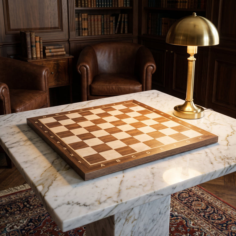 No.4 Chess Board with Coordinates – Walnut & Sycamore 40 cm