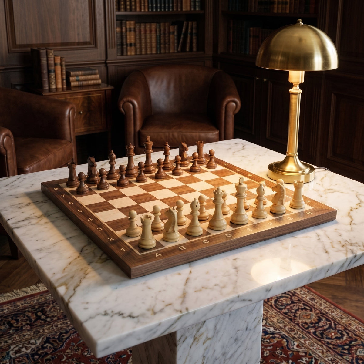 No.4 Chess Board with Coordinates – Walnut & Sycamore 40 cm – view 2