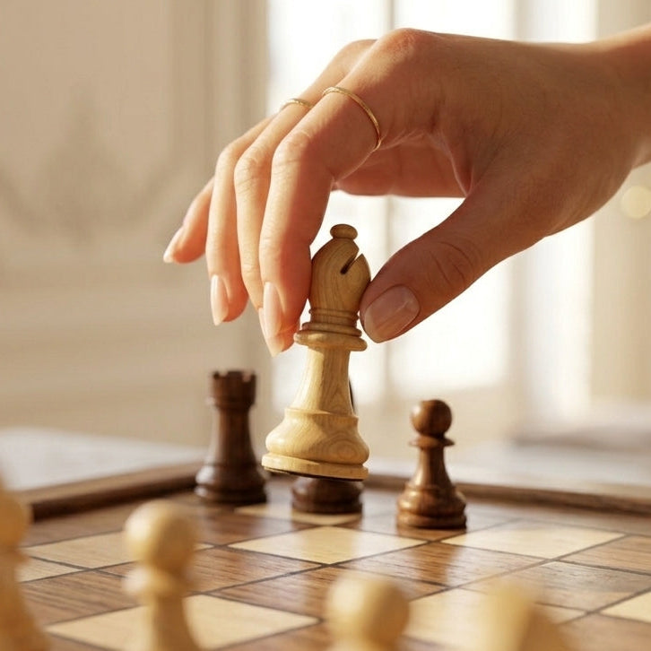 Solid Walnut Chess Board with Drawers & Weighted Pieces – view 5