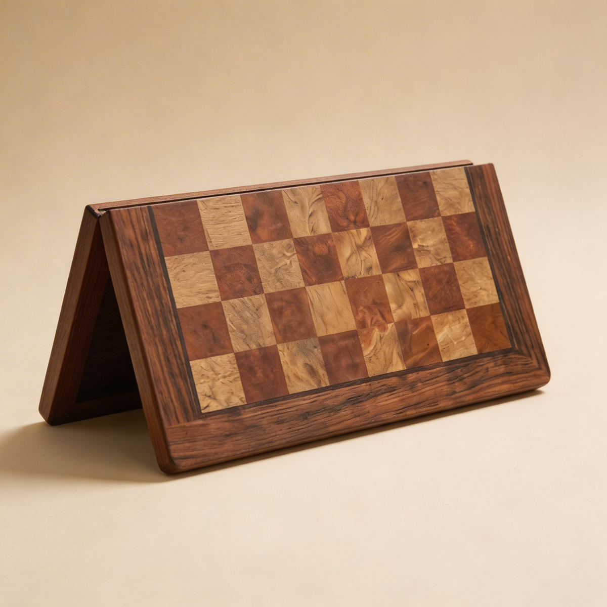 Folding Mahogany Chess Board with Polished Brass Pieces – view 7