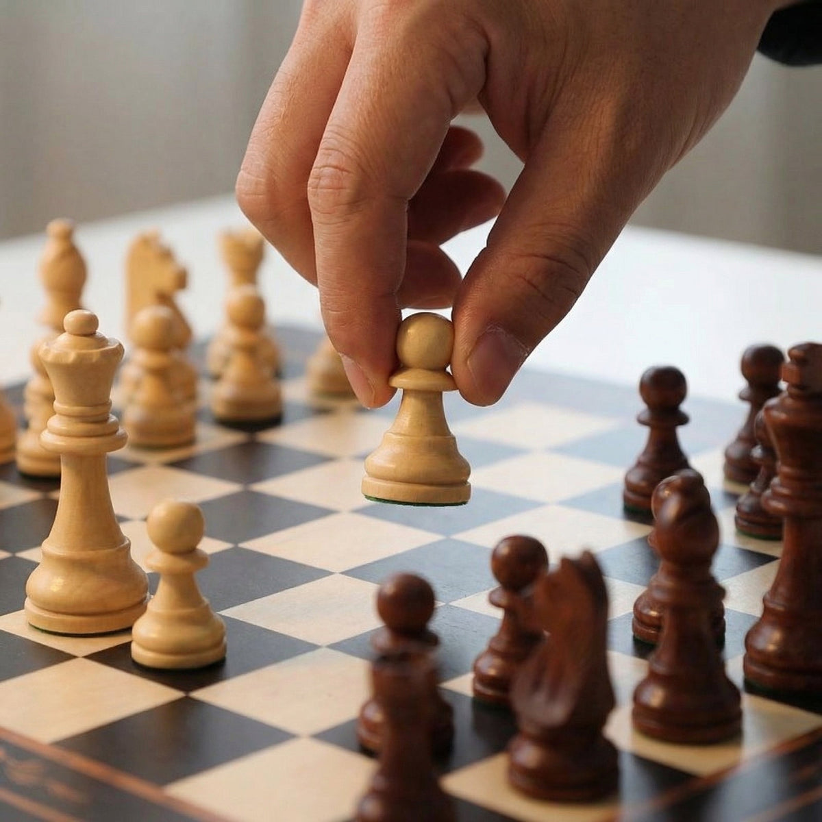 Magnetic Chess Board with Drawers – Walnut & Maple Wood – view 3