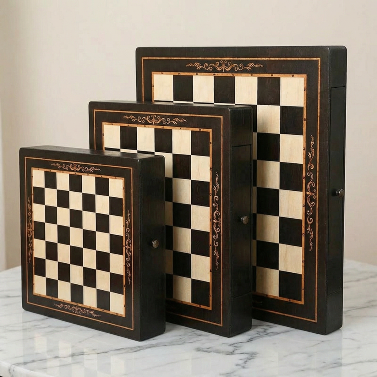 Magnetic Chess Board with Drawers – Walnut & Maple Wood – view 7
