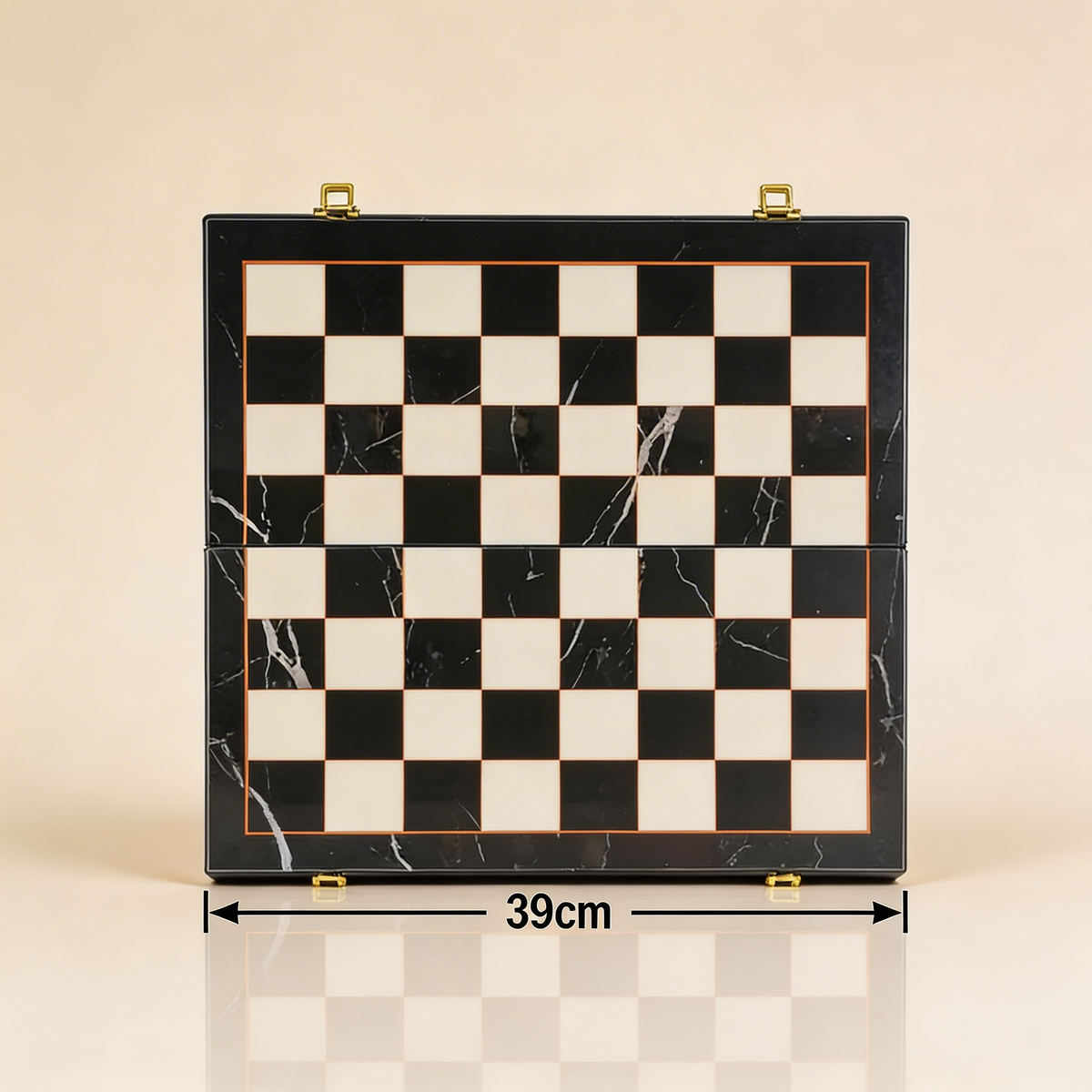 Folding Ebony Chess Board with Metal-Effect Pieces – view 7