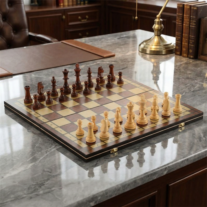 Magnetic Folding Chess Board in Mahogany – Travel Set
