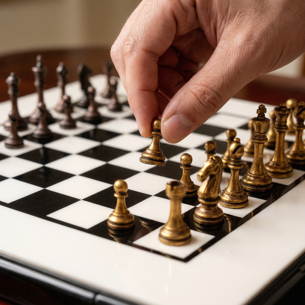 Boxwood & Ebony Chess Board with Drawer – Piano Gloss – view 2