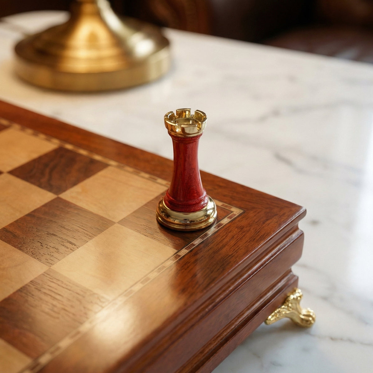 Ebony Wood Chess Set with Storage – Inlaid Metal Pieces – view 5