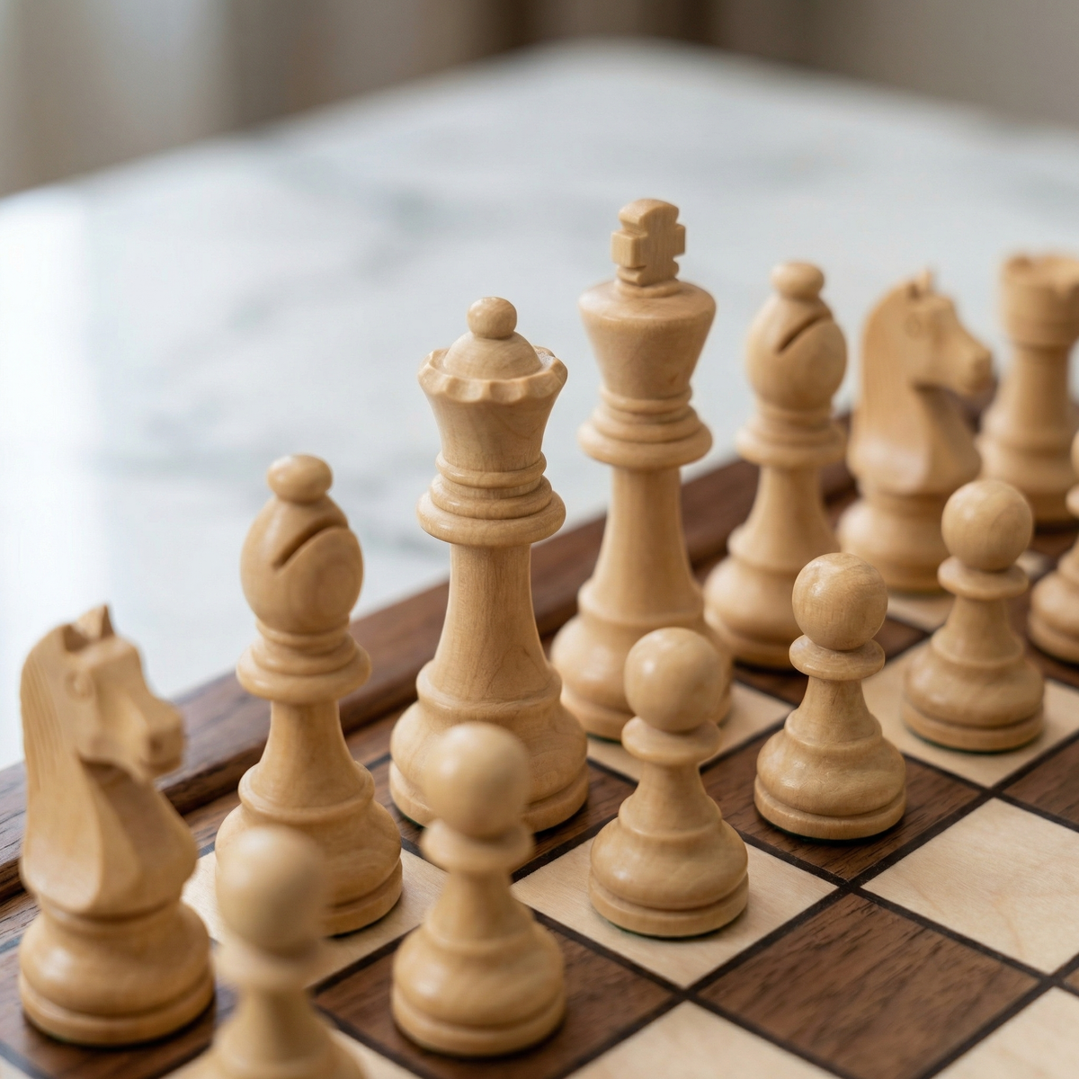 Solid Walnut Chess Board with Drawers & Weighted Pieces – view 6