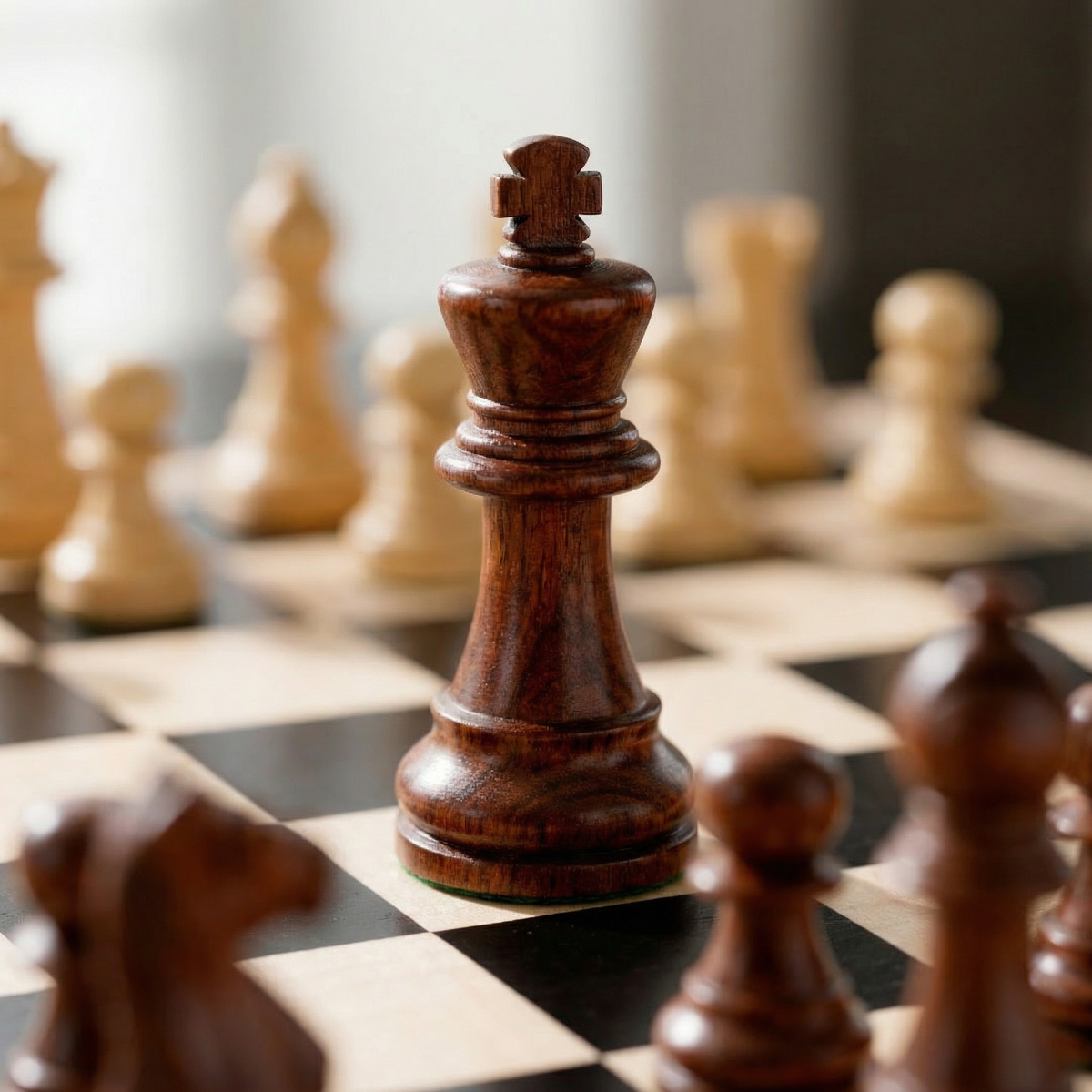 Olive Wood Chess Set with Drawer – Black Lacquered Board – view 6