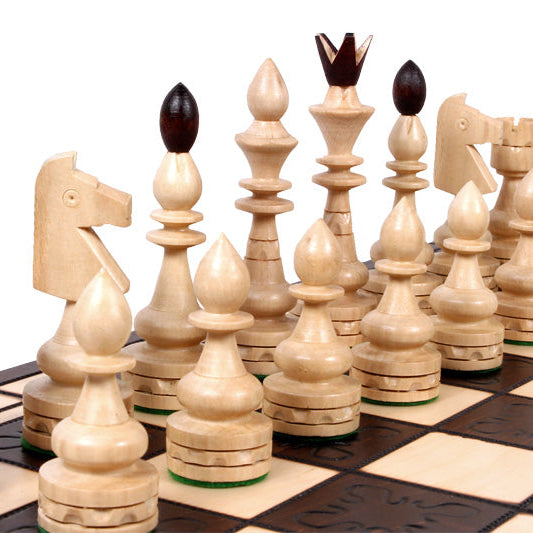 Indian Wooden Chess Set – Hand-Carved Pieces, Folding Board – view 4